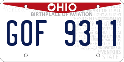 OH license plate GOF9311