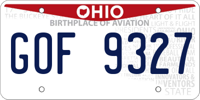 OH license plate GOF9327