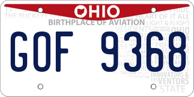 OH license plate GOF9368