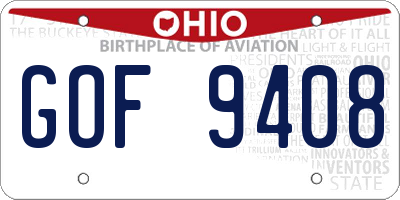 OH license plate GOF9408