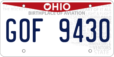 OH license plate GOF9430