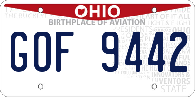 OH license plate GOF9442