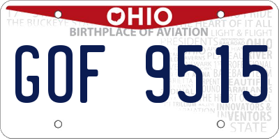 OH license plate GOF9515