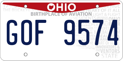 OH license plate GOF9574