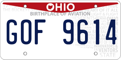OH license plate GOF9614