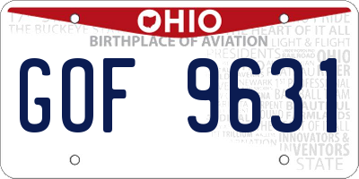 OH license plate GOF9631