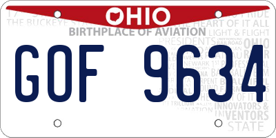 OH license plate GOF9634