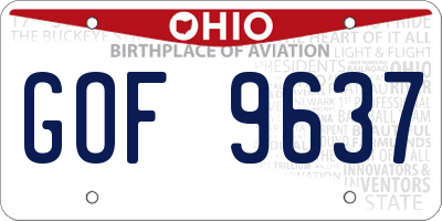 OH license plate GOF9637