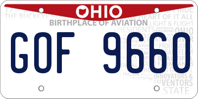 OH license plate GOF9660