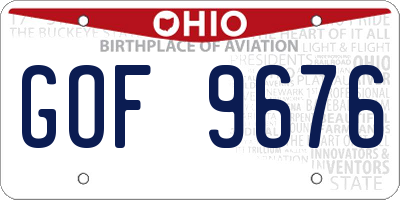 OH license plate GOF9676