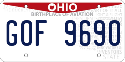 OH license plate GOF9690