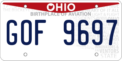 OH license plate GOF9697