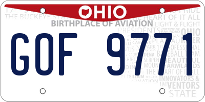 OH license plate GOF9771