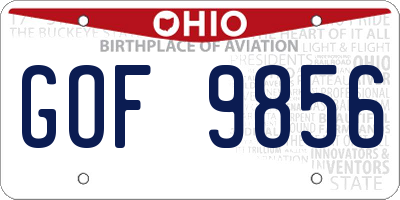 OH license plate GOF9856