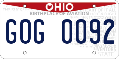 OH license plate GOG0092