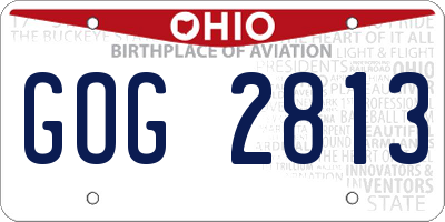 OH license plate GOG2813
