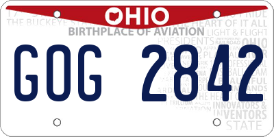 OH license plate GOG2842