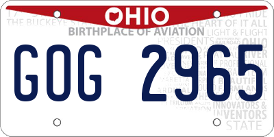 OH license plate GOG2965