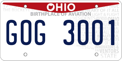 OH license plate GOG3001