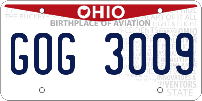 OH license plate GOG3009