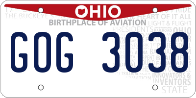 OH license plate GOG3038