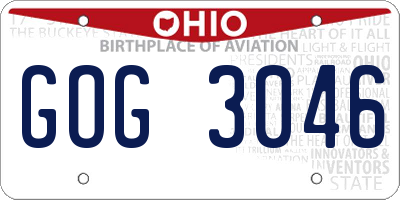 OH license plate GOG3046