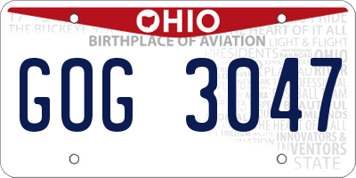 OH license plate GOG3047