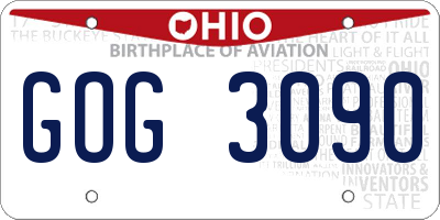 OH license plate GOG3090