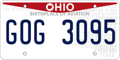 OH license plate GOG3095