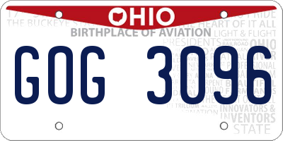 OH license plate GOG3096