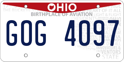 OH license plate GOG4097