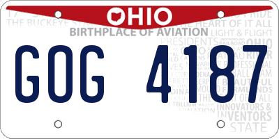 OH license plate GOG4187