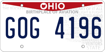OH license plate GOG4196