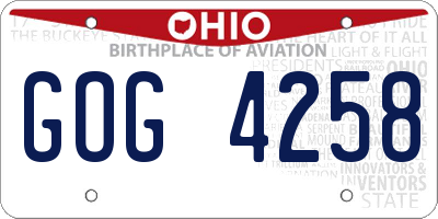 OH license plate GOG4258