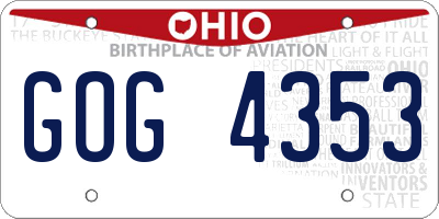 OH license plate GOG4353