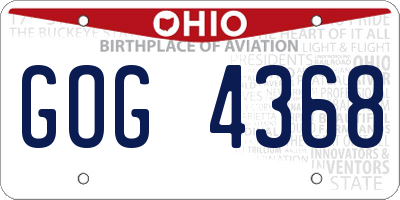 OH license plate GOG4368