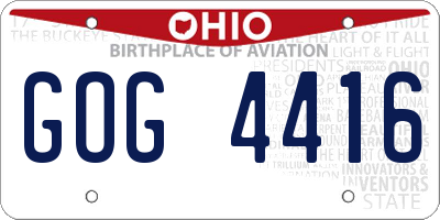 OH license plate GOG4416