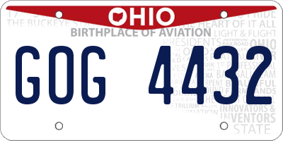OH license plate GOG4432