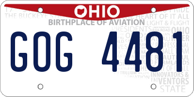 OH license plate GOG4481