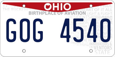 OH license plate GOG4540