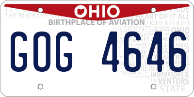 OH license plate GOG4646