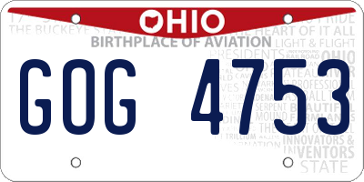 OH license plate GOG4753