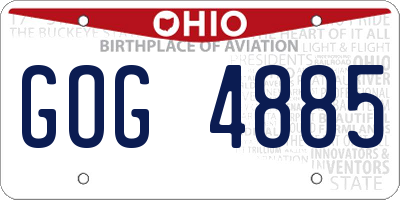 OH license plate GOG4885