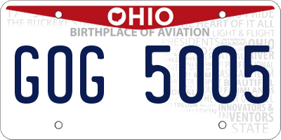 OH license plate GOG5005