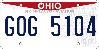 OH license plate GOG5104