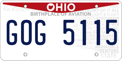 OH license plate GOG5115