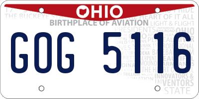 OH license plate GOG5116