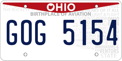 OH license plate GOG5154