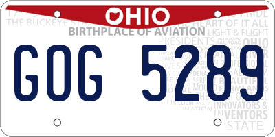 OH license plate GOG5289