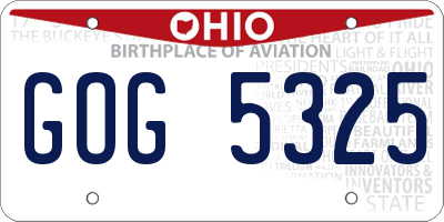 OH license plate GOG5325